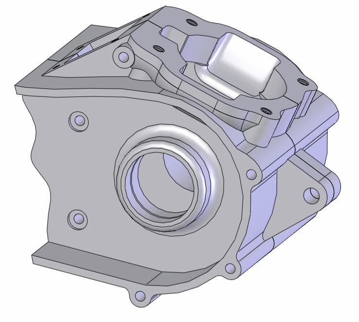 Obr. 52 Virtuální 3D model klikové skříně Cílem diplomové práce je také tvorba příčného řezu motoru. Virtuální 3D modely jednotlivých jeho částí nyní opět s výhodou použiji.