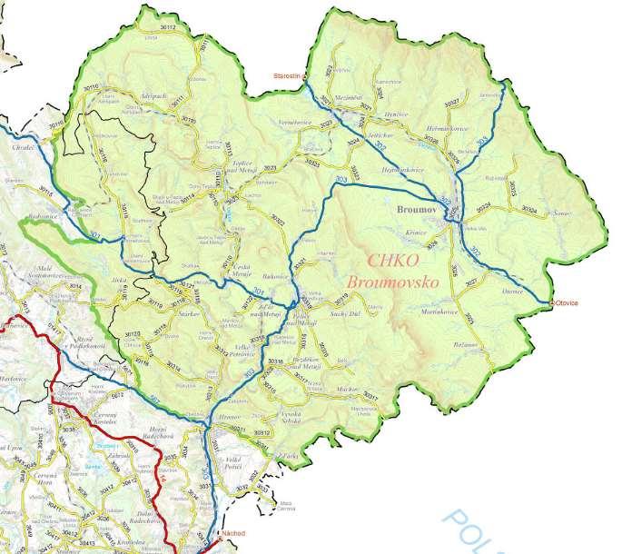 V regionu Broumovsko je několik silnic II. třídy (obr. 3).