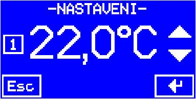 Postup nastavení žádané hodnoty v ručním režimu 1. zvolte zónu, pro kterou budete nastavovat žádanou hodnotu (Nejde nastavit? Čtěte kap. Parametry displeje, položka Aktivní topné zóny.) 2.