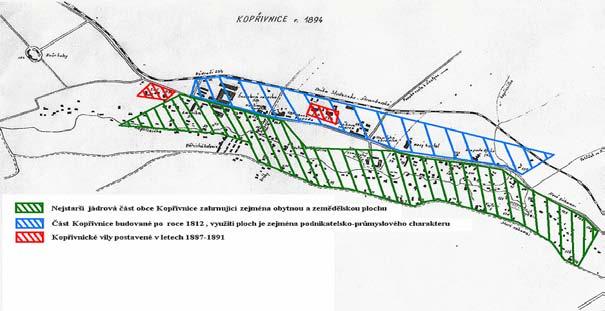 Zdroj: Kopřivnice na mapě z roku 1894 vytvořena Emilem Hanzelkou.