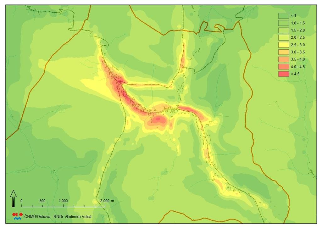 m -3 (příspěvek REZZO1 4, za předpokladu vytápění v domácích topeništích černým