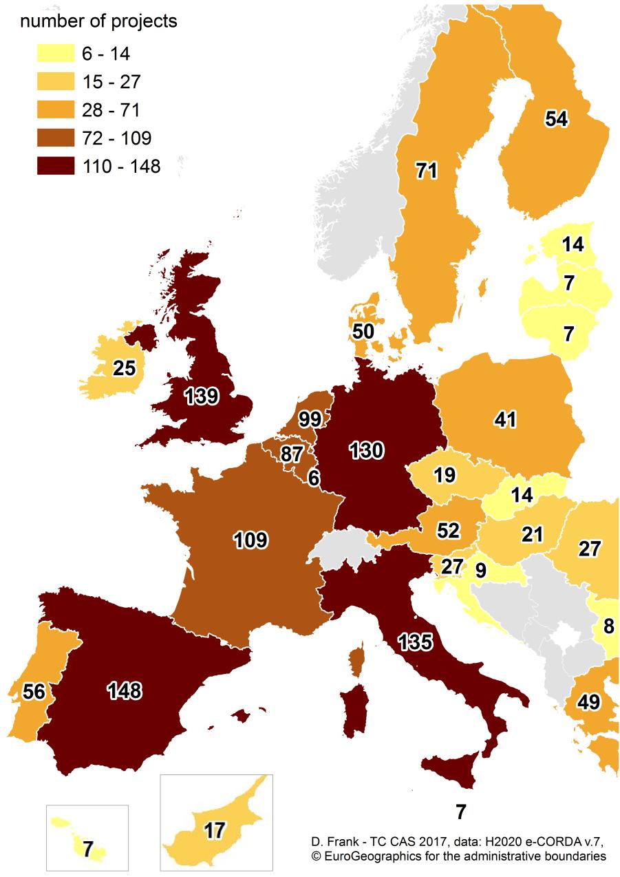 ENVI - POČTY PROJEKTŮ V EU-28 stát projekty týmy uzn. nákl.