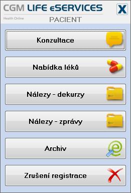 6. Komunikace s pacientem Po úspěšné registraci naleznete pod ikonkou ovládací