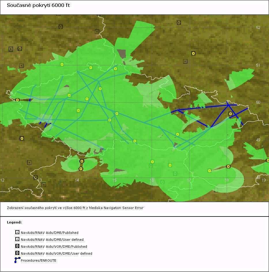 Obr. 49 Současný stav navigační výkonnosti pro výšku 6000 ft Obr.