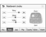 16 Úvod Režim ekvalizéru Nastavení použijte k optimalizaci stylu hudby, např. Rock nebo Vážná hud.. Vyberte požadovaný zvukový styl v interaktivním panelu na dolním okraji obrazovky.