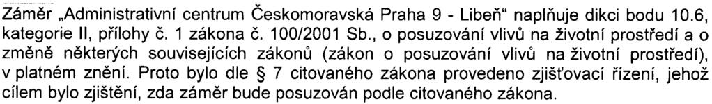 Shrnutí: Na základì obdržených podkladù a informací dospìl pøíslušný úøad k závìru, že v prùbìhu zjiš ovacího øízení byly identifikovány vlivy zámìru na životní prostøedí a veøejné zdraví, které byly