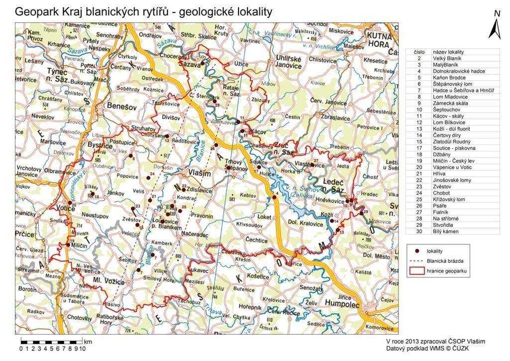 OBRÁZEK: Hranice geoparku (Zdroj: ČSOP Vlašim)