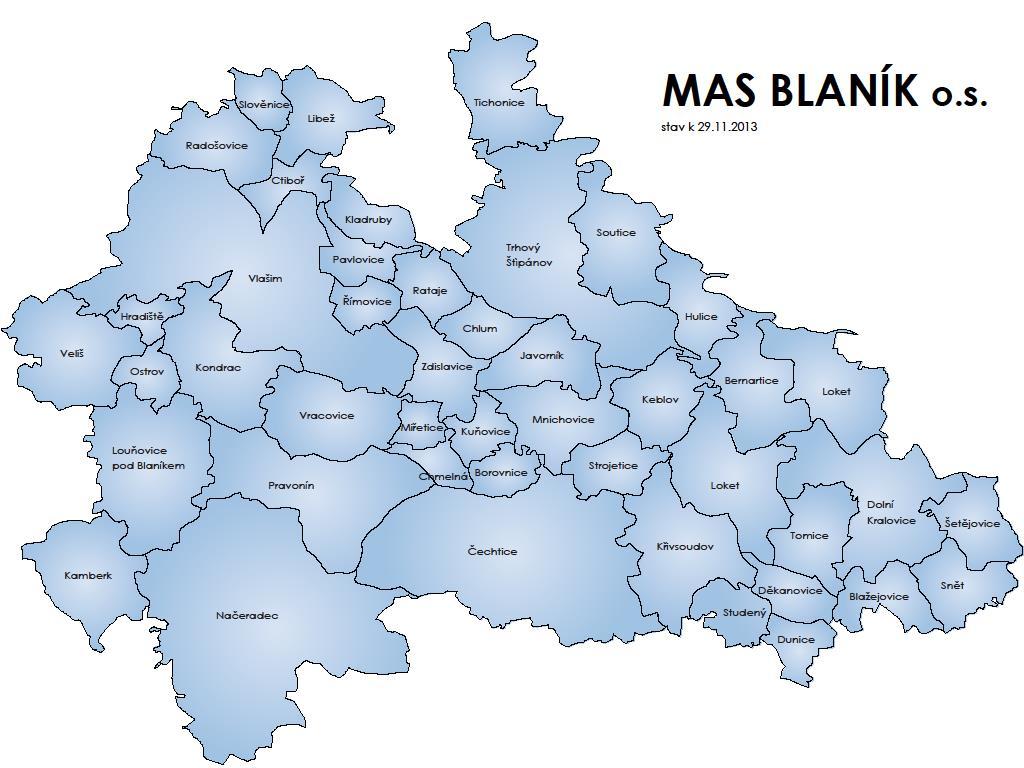 Obrázek č. 1: Mapa území 2.4. Statutární orgány MAS Blaník, z. s. Předsedkyně: Místopředseda: Místopředseda: Mgr.