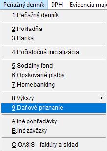 Tento prehľad po dokladoch sa dá aj vytlačiť F9. Postup na vytvorenie daňového priznania v JUW 1.