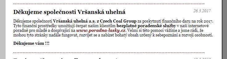 zveřejněno na poradenských stránkách www.poradna-lasky.
