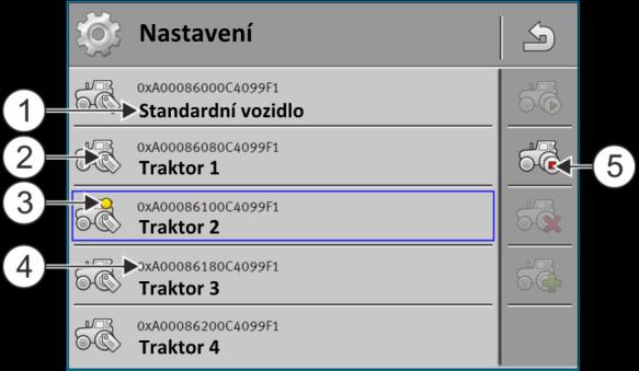 8 Aplikace Tractor-ECU Správa profilů traktoru potřebovat profil, ve kterém změříte v geometrii odstupovou vzdálenost ke spodnímu rameni, a profil, ve kterém změříte odstupovou vzdálenost k výkyvnému