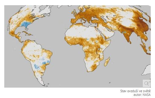 MAPA ZNEČIŠTĚNÍ OVZDUŠÍ VE SVĚTĚ Zdroj: http://zahranicni.ihned.
