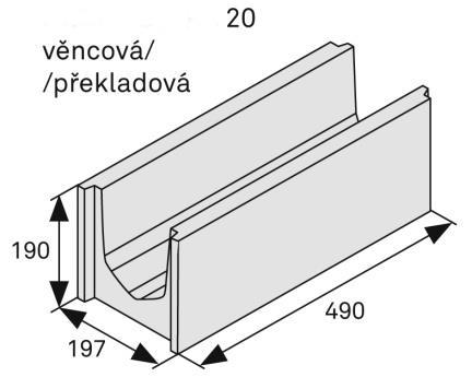 (mm) VĚNCOVKA VN - 20 B 197 x 490 x 190