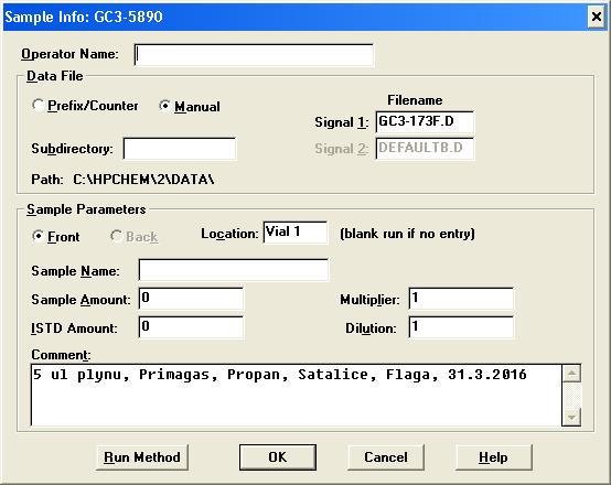 Do okénka Signal 1 pod nápisem Filename zadejte jméno souboru, pod kterým budete hledat data ke zpracování.