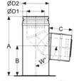 Schiedel Tloušťka stěny 0,5 mm (Ø 80-400mm) 0,6 mm (Ø 450-700mm), tloušťka izolace 25 mm, univerzální 1) světlý Ø v mm 80 100 130 150 180 200 1 2 Dno s podpěrou (se sponou) Objednací znak SAP 101328