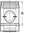 Schiedel Tloušťka stěny 0,6 mm, (Ø 130-700mm), tloušťka izolace 50 mm, univerzální 1) světlý Ø v mm 130 150 180 200 9 10 11 Komínový díl s KO pro přetlak (se sponou) Objednací číslo SAP 117493 117817