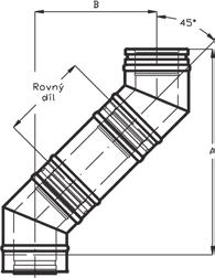 Schiedel Tloušťka stěny 0,6 mm, (Ø 130-700mm), tloušťka izolace 50 mm, univerzální 1) světlý Ø v mm DN 150 180 200 250 300 350 400 450 500 600 700 Délka úhybu (B) při použití kolen 45 a rovných dílů