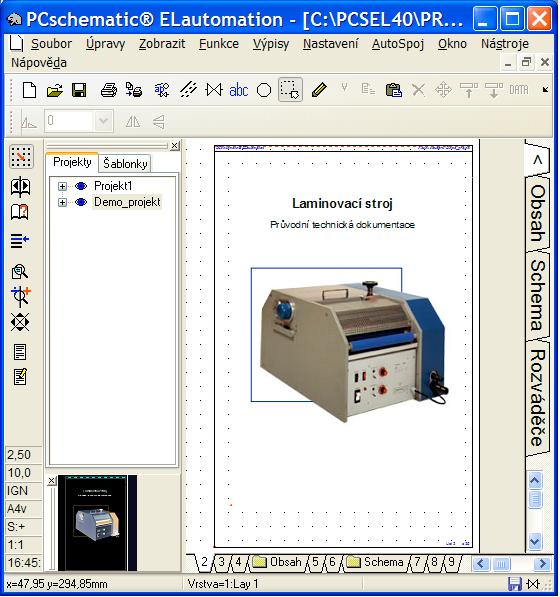 Word), takže je možné ho podle potřeby přímo v projektu editovat. Možnost vkládání objektů a jejich následné editování přímo z programu PCschematic je vlastností Windows.