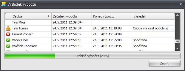 2 Proces výpočtu docházky: 1) automaticky na pozadí a) po každém průchodu konkrétní osoby dojde k přepočtu jejích docházkových dat.