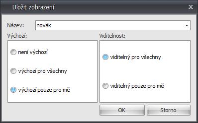 - Přizpůsobit šířku sloupců dojde k úpravě šířky sloupců podle nejširší hodnoty ve sloupci. Pro uložení je nutné použít Aktuální zobrazení.