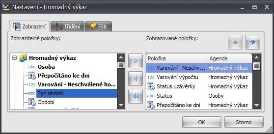 Nepoužitý sloupec Použitý (zobrazený) sloupec Sloupce k dispozici Zobrazené sloupce -