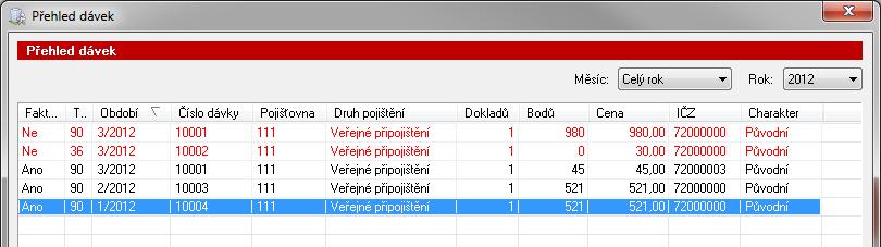 Chcete-li opravit některou položku z faktury, označte požadovanou fakturu a klepněte na tlačítko Opravit.