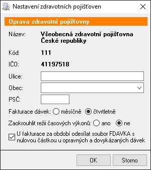 Hlavní okno modulu tlačítko Nastavení volba Číselníky volba Zařízení záložka Pojišťovny a koeficienty za bod) 2.