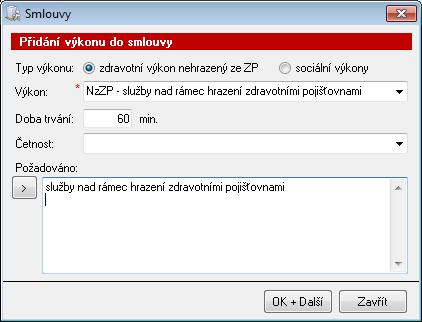 11.3.2 Jak přidat na smlouvu výkony? Pro zadání výkonů do smlouvy klepněte na tlačítko Přidat pod tabulkou nasmlouvaných úkonů. (Kde?