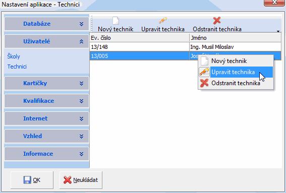 Nastavení aplikace 21 obr. 3 - nastavení pověřených techniků obr.