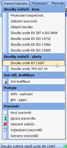 Zápis zkoušek svářečů 59 obr.