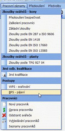 Postupy svařování a pájení 69 obr. 1 - spuštění katalogu BPS Katalog WPS Po spuštění správy BPS se zobrazí katalog BPS (obr. 2).