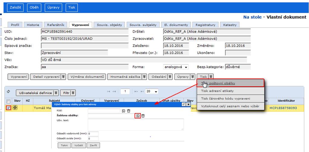 RSV.docx U vlastního dokumentu je jako reprezentující subjekt defaultně doplněn první zadaný záznam vypravení / vyvěšení ze záložky Vypravení.