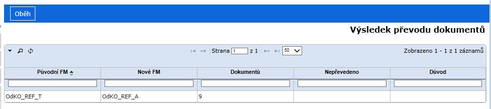 Vyberte podsložku (Aktivní) nebo (Zrušené). Zadejte příkaz menu <Oběh / Hromadný převod objektů>. Systém zobrazí formulář Hromadný převod dokumentů.
