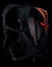 The selected material gives the backpack an ideal balance between volume and low weight. The backpack is equipped with a comfortable back system.