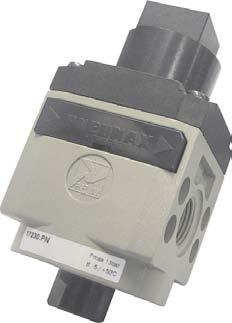Jednotky pro úpravu stlaèeného vzduchu Redukèní ventil s filtrem + maznice - velikost Série 00 0 Mx, 9, max, IN 0, G /8 G /8-G / M 8 8 Prùtoková charakteristika Vstupní tlak ( bar) pøípoj na hadièku