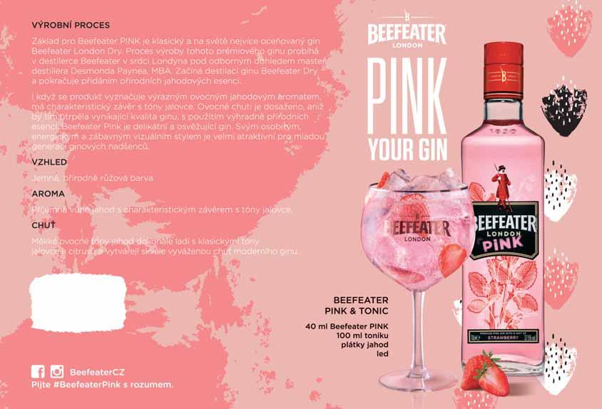 Beefeater London Premium Pink Gin Strawberry 37,5%, 6 x 1 l /0,7l 259,90 Kč 314,48 s DPH /1l 339,- Kč