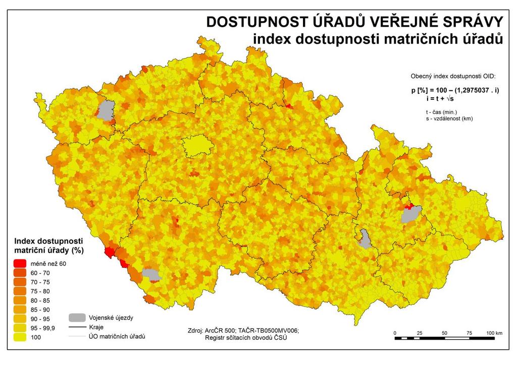 Písařov 540650 25 21,5 Šumperk 61,5461 Nivelizace dostupnosti (Obrázek 1) je zde logicky nejvyšší a průměrná i mediánová hodnota obecného indexu dostupnosti, tj.