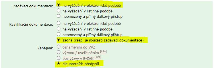 Zrušte zatržení u možností umožnit dodavatelům odesílat zadavateli zprávy (námitky apod.) a vyžadovat od zadavatele elektronický podpis při komunikaci.