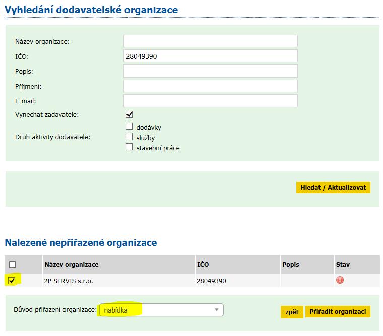 9) Pokud Vašeho dodavatele nenaleznete v