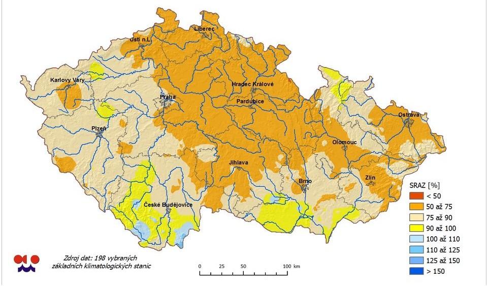 Rozložení srážek od 1.1. do 23.9.