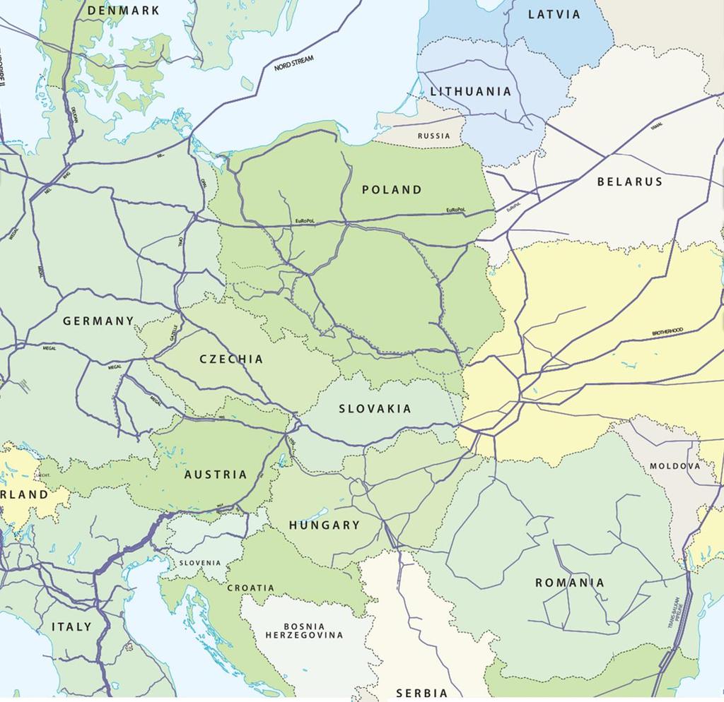 Významné plynovody pro region Střední Evropy LNG BALTIC PIPE LNG Import into Region GIPL PCI Projects EUGAL Other Projects ONI BACI CPI