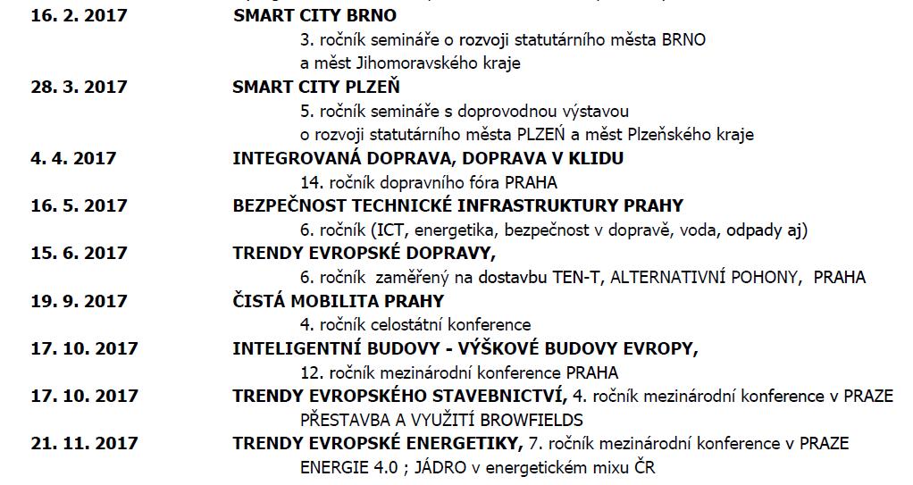 PROGRAM SMART CITY organizovaný společností TOP EXPO CZ v roce 2017 v