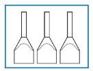 Dutinky na vodiče Unic-L Unic-LS Unic-LZ jednoduché jednoduché twin Průřez vodiče 0,5 2,5 mm² 0,5 2,5 mm² 2 x 0,5 2 x 1,5 mm² Délka krimpování 8 mm 6/8/10 mm 8 mm