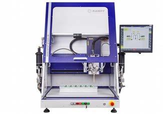 > Technika míchání, dávkování a nanášení > Dvoukomponentní mísicí a dávkovací systém THONAUER Katalog produktů DC-CNC 250 Stolní dávkovací buňka -S kompaktní konstrukcí a přesto pružná.