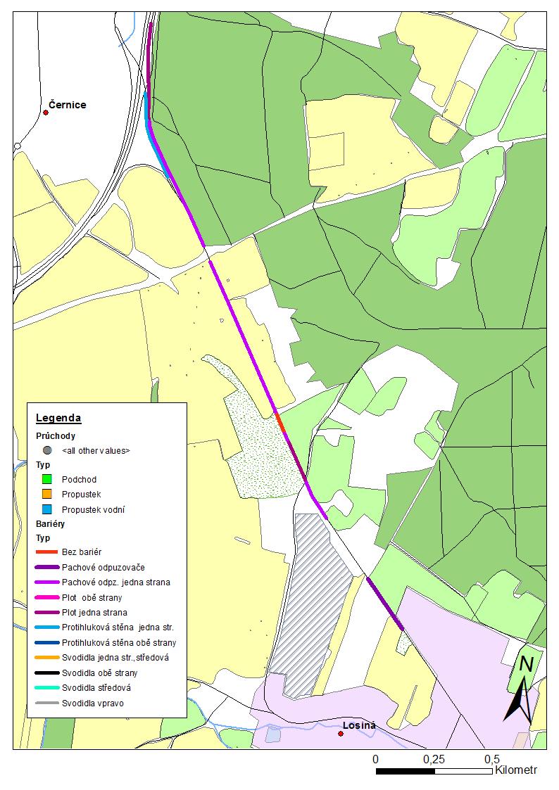 2017) Obrázek 40: Souhrnná mapa bariér a srážek se 