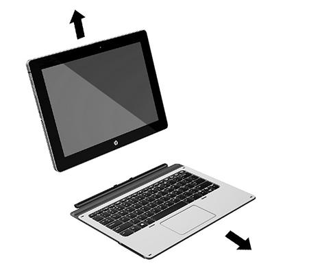 Vyjmutí základny s klávesnicí z tabletu Chcete-li vyjmout základnu s klávesnicí z tabletu, vytáhněte klávesnici z tabletu.
