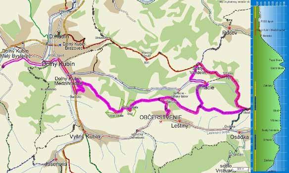 P1: VYŠNOKUBÍNSKE SKALKY SRŇACIE Popis trasy: Dolný Kubín Kopačka, križovatka na Medzihradné, Banisko, Tupá skala, Ostrá skala (814 m n.m.), Zákľuky, Stodôlky, Úboč, Sv.