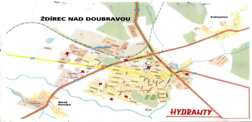 Mapa hydrantů ve Ždírci n. D.