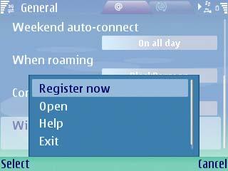 5. V menu mobilého telefónu zvolťe: Message BlackBerry Option Settings E-mail BlackBerry Wireless Reconcile a pre registráciu k službe zvoľte Register now. Vaša voľba bude vzápätí potvrdená. 6.