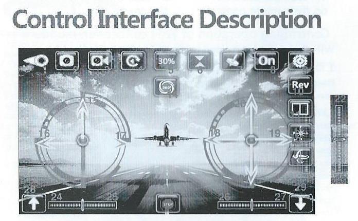 7. Gravity sensing mode- režim s G senzorem 8. Show hide control interface- zobrazení a ukrytí ovládání na displeji 9. Display setting menu- nastavení možností na displeji 10.